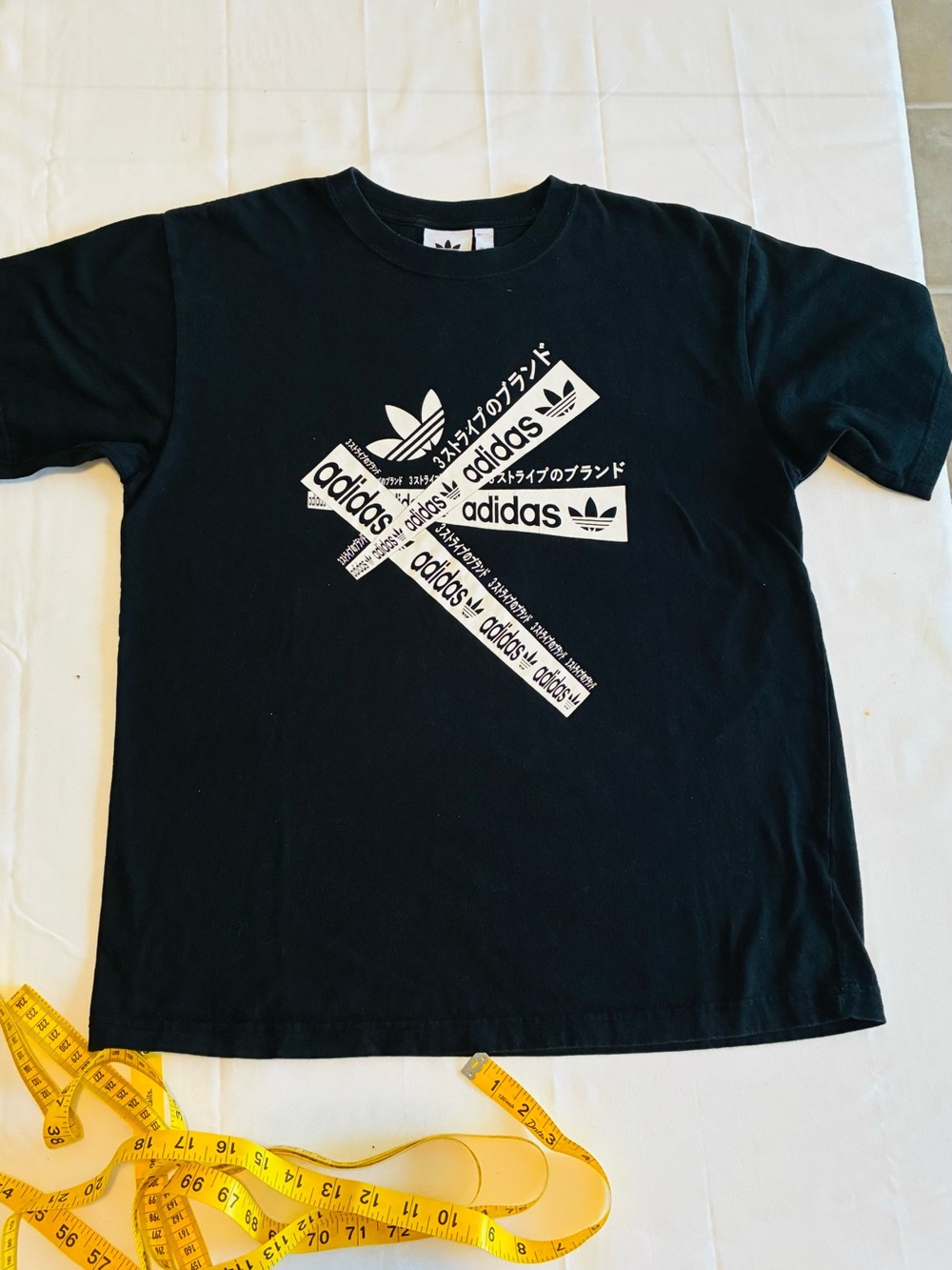 adidas Black Short Sleeve Tee with White Graphic